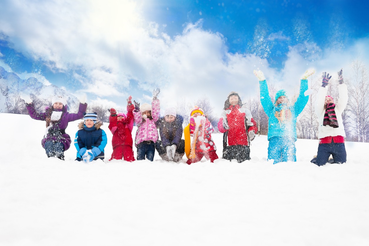 kids outside in snow