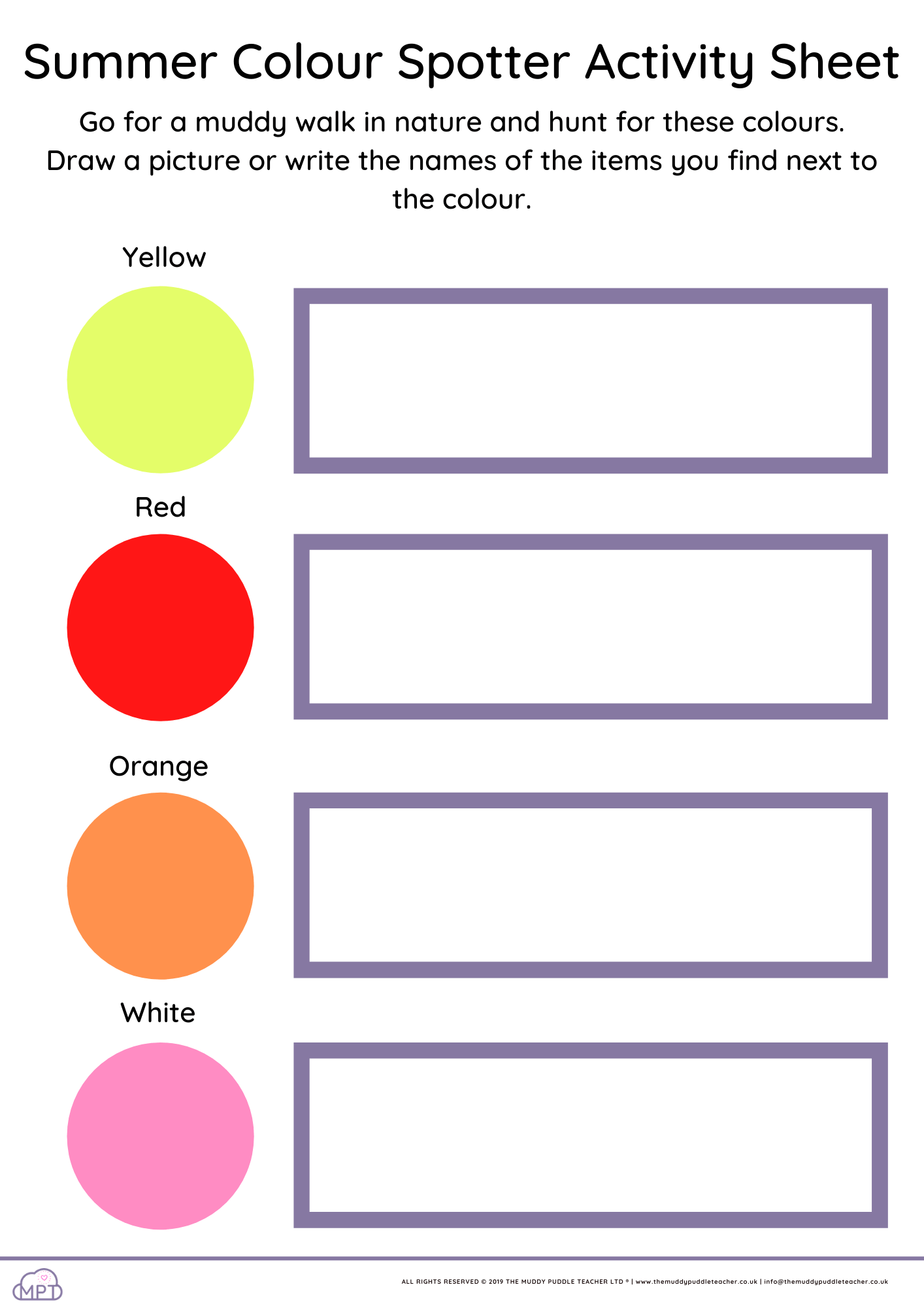 summer colour spotter activity sheet outdoor learning
