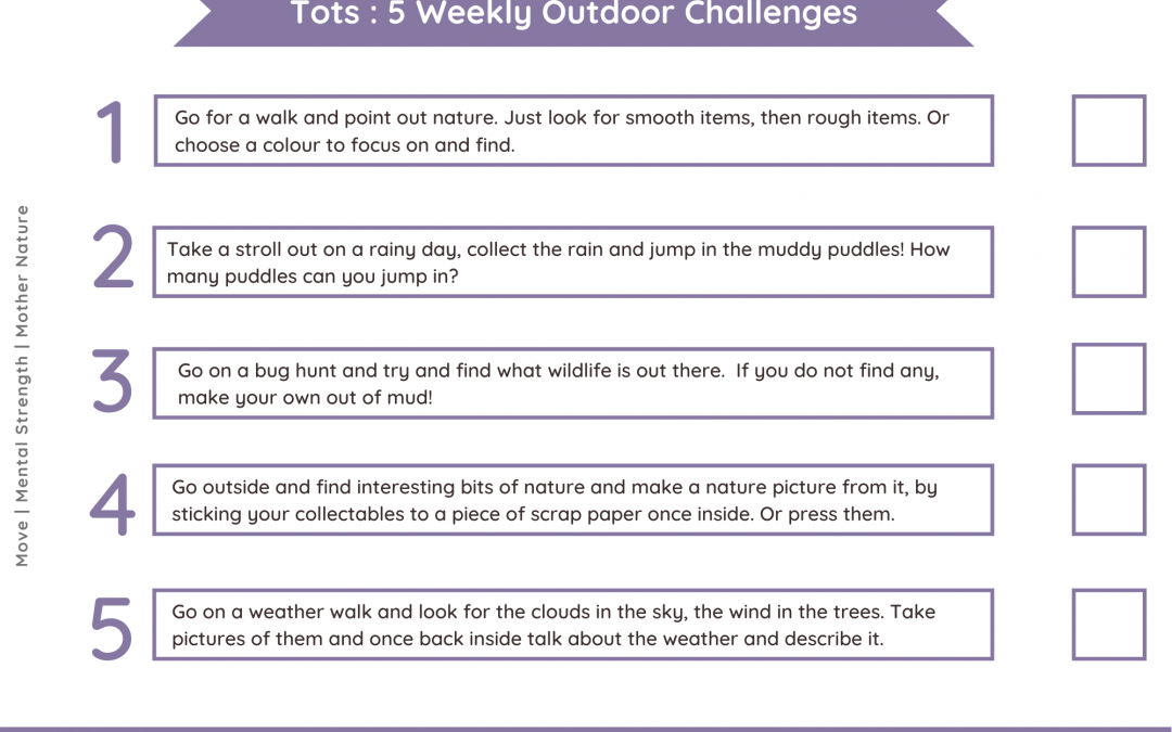 Daily outdoor challenges Tots – Nature Theme