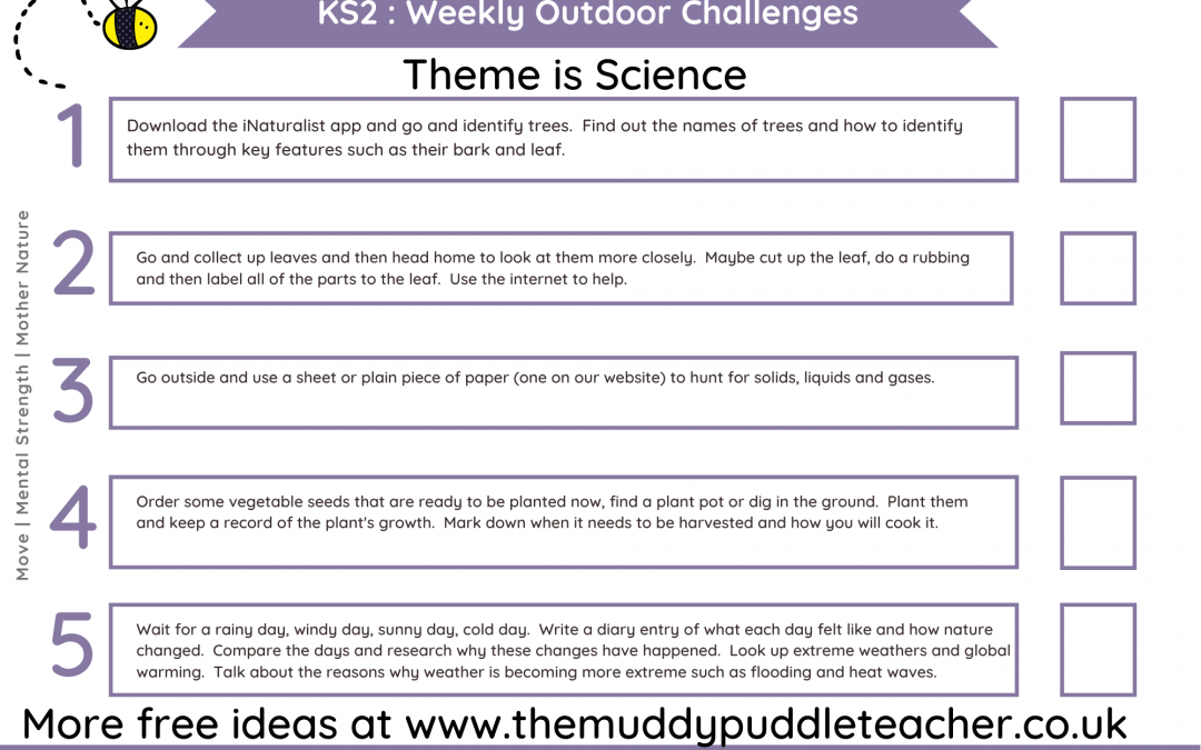 KS2 Weekly Outdoor Learning Challenges (Science Theme)