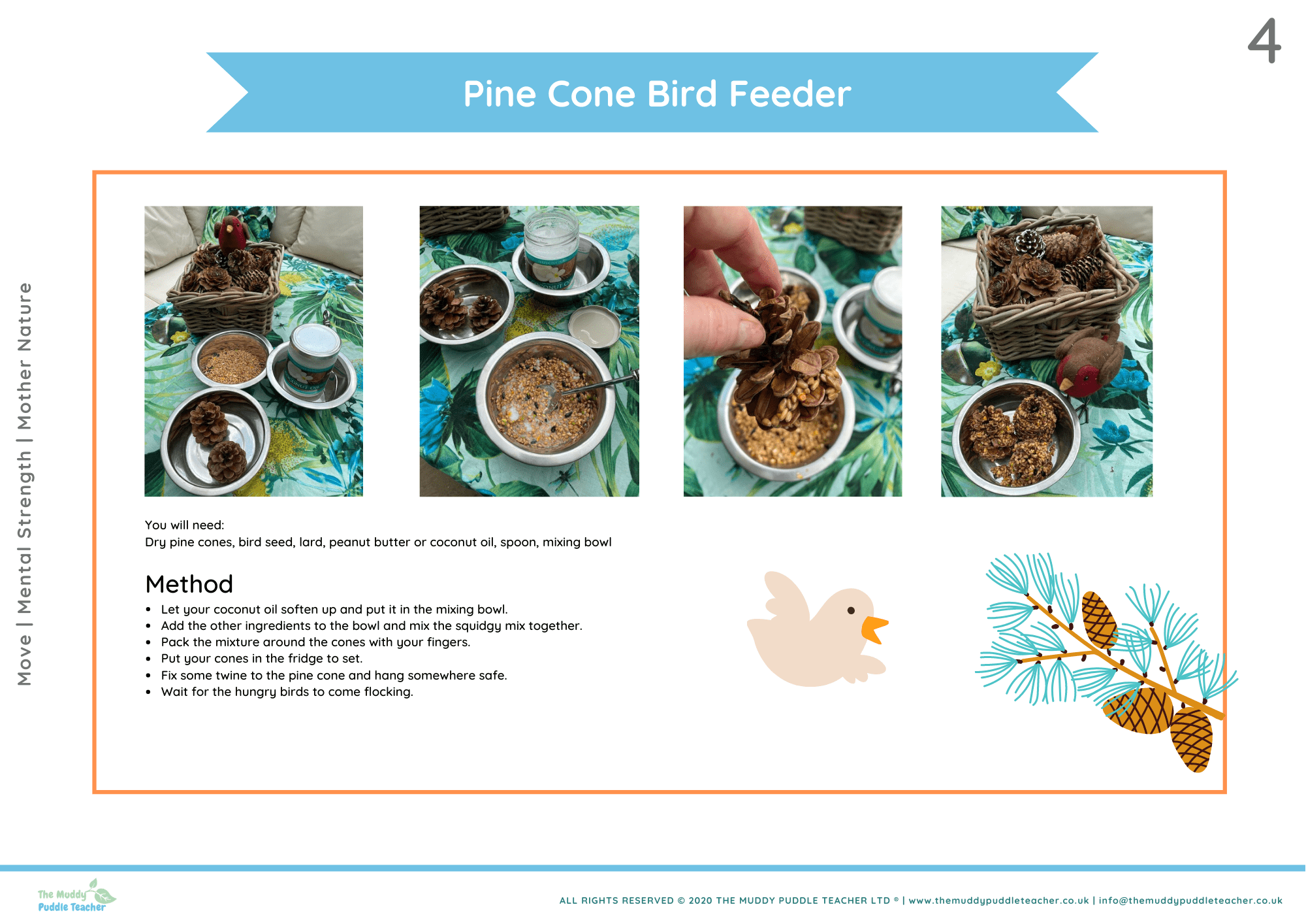 outdoor pine cone feeder idea