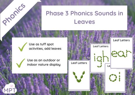 Phase 3 Phonics Sounds in Leaves