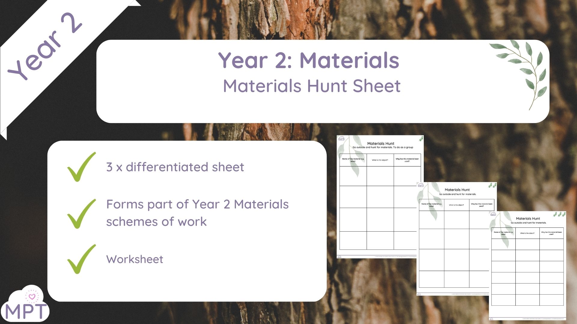 Year 1 Materials Outdoor Sheet