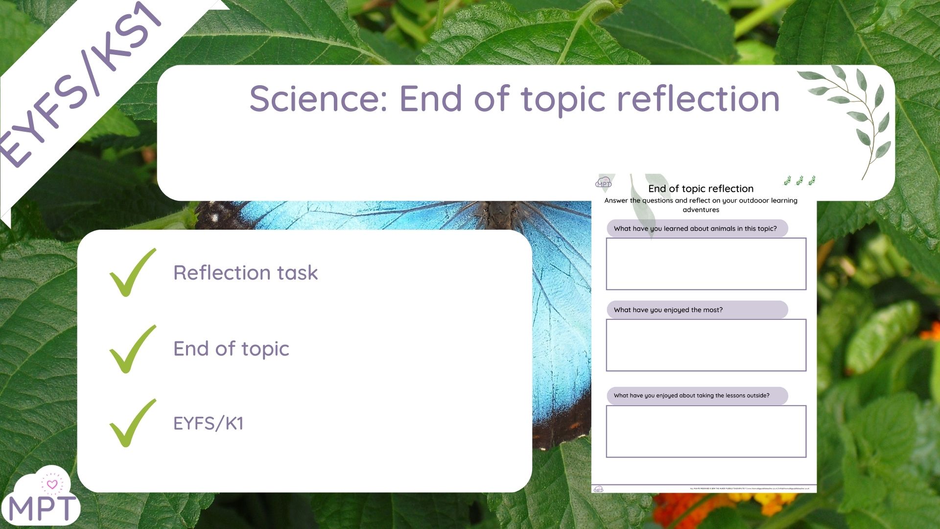 end of topic reflection form