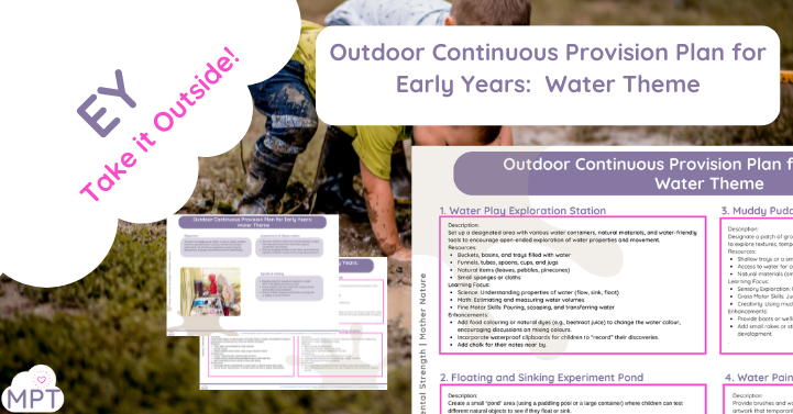 Outdoor Continuous Provision Plan for Early Years: Water Theme