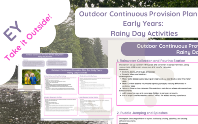 Outdoor Continuous Provision Plan for Early Years:  Rainy Day Activities