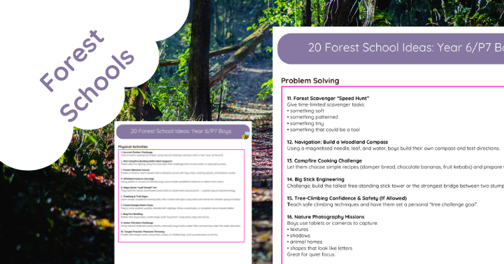 20 Forest School Activities for Year 6 Boys – Activity Pack
